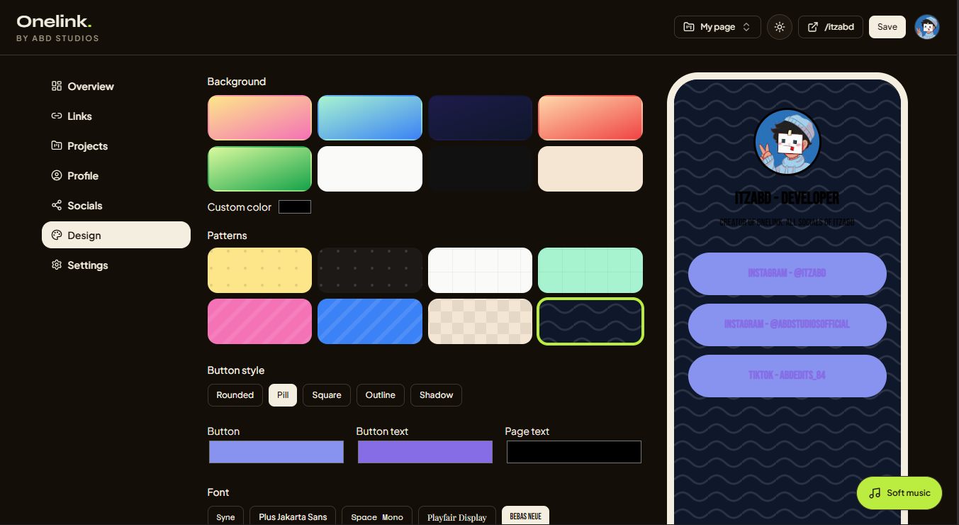 Onelink design editor